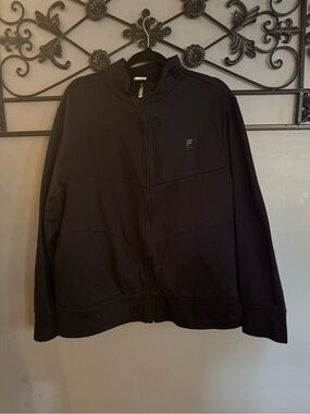 Fila Men’s Black Zip-Up Track Jacket with Chest Pocket